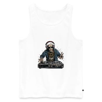 Cooler Best-Ager Mann als DJ, Alter Mann als DJ - Männer Premium Bio Tank Top - Weiß - Vorne - AI Model Male 178 light (178cm)