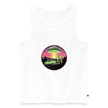 Pop Art Ufo Sichtung 80s Retro Style - Männer Premium Bio Tank Top - Weiß - Vorne - AI Model Male 178 light (178cm)
