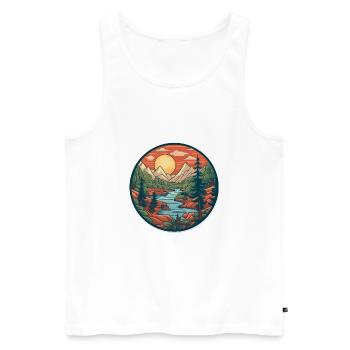 Cool Hiker Motif - Hiking in the Mountains - Men's Premium Organic Tank Top - white - Front - AI Model Male 178 light (178cm)