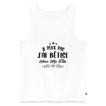 J'peux pas j'ai betise avec ma fille - Débardeur bio Premium Homme - blanc - Devant - Michal (187cm)