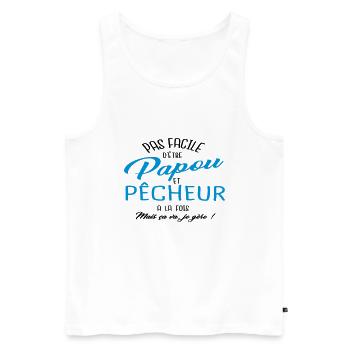 Papou et pêcheur - Débardeur bio Premium Homme - blanc - Devant - Michal (187cm)