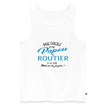 Papou et routier - Débardeur bio Premium Homme - blanc - Devant - Michal (187cm)