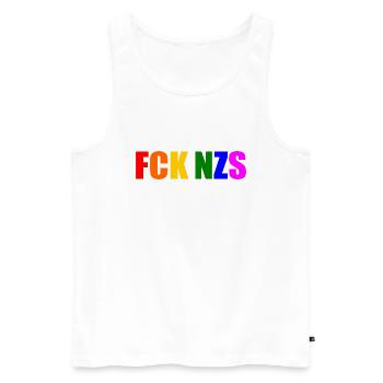 Fck nzs - Männer Premium Bio Tank Top - Weiß - Vorne - AI Model Male 178 light (178cm)
