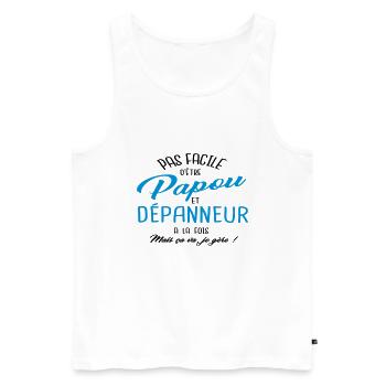 Papou et dépanneur - Débardeur bio Premium Homme - blanc - Devant - Michal (187cm)