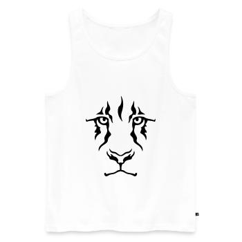Le Regard du lion (monochrome) - Débardeur bio Premium Homme - blanc - Devant - AI Model Male 178 light (178cm)