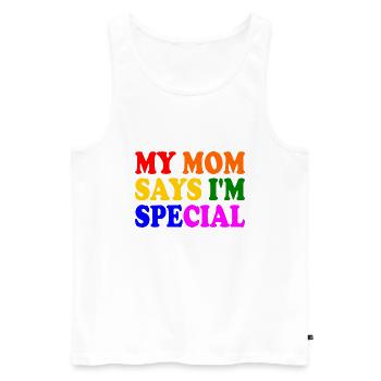 my mom says im special - Männer Premium Bio Tank Top - Weiß - Vorne - AI Model Male 178 light (178cm)