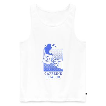 Barista Coffee Dealer Illustration Comic Style - Men's Premium Organic Tank Top - white - Front - AI Model Male 178 light (178cm)