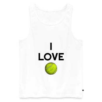 I love Tennis Design Tennis Player Fans Trainer - Men's Premium Organic Tank Top - white - Front - AI Model Male 178 light (178cm)