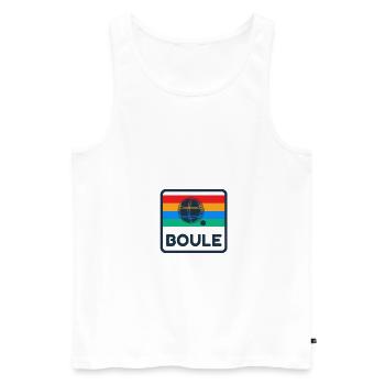 Boule Vintage 80s Design Rétro Boccia Locataire - Débardeur bio Premium Homme - blanc - Devant - AI Model Male 178 light (178cm)