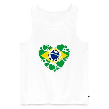 BRASILIEN FAHNE HERZEN LIEBE - Männer Premium Bio Tank Top - Weiß - Vorne - Michal (187cm)
