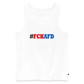 Fck afd - Männer Premium Bio Tank Top - Weiß - Vorne - AI Model Male 178 light (178cm)