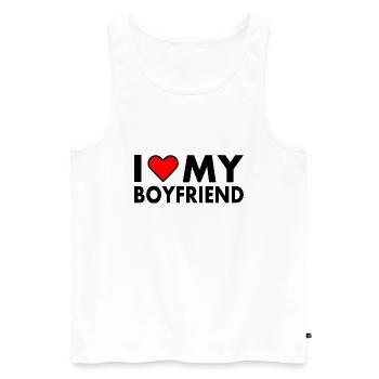 I love my boyfriend - Männer Premium Bio Tank Top - Weiß - Vorne - Michal (187cm)