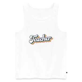 Ehrfürchtig Retro Lehrer Geschenk - zurück zur Schule - Männer Premium Bio Tank Top - Weiß - Vorne - Michal (187cm)