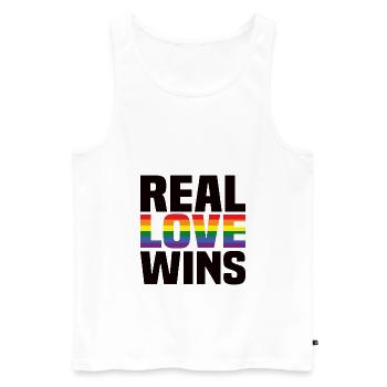 Real Love remporte la Gay Pride LGBTQ Rainbow - Débardeur bio Premium Homme - blanc - Devant - Michal (187cm)