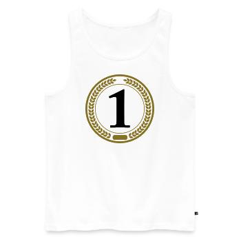 Medal, Award, Trophy, Win, Sports, Wreath, 1, One - Männer Premium Bio Tank Top - Weiß - Vorne - AI Model Male 178 light (178cm)