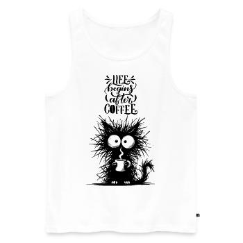 Coffee Cat Caffeine Colleague Office Breakfast Funny - Men's Premium Organic Tank Top - white - Front - AI Model Male 178 light (178cm)