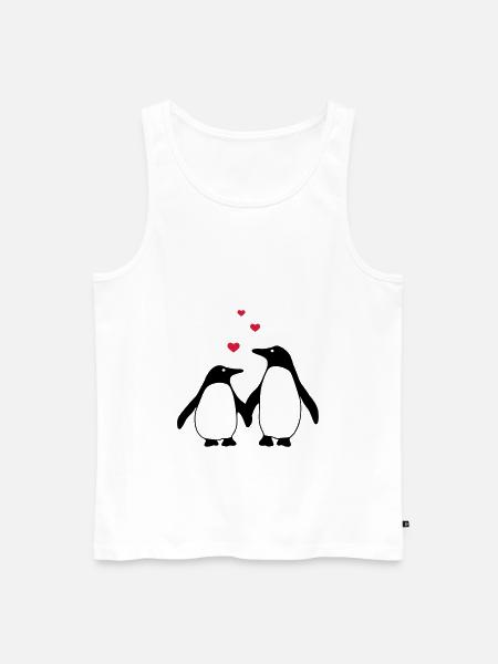 verliebte Pinguine - Männer Premium Bio Tank Top - Weiß