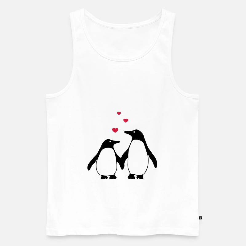 verliebte Pinguine - Männer Premium Bio Tank Top - Weiß