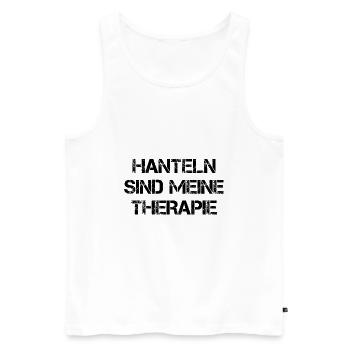 Hanteln Sind Meine Therapie - Männer Premium Bio Tank Top - Weiß - Vorne - Michal (187cm)