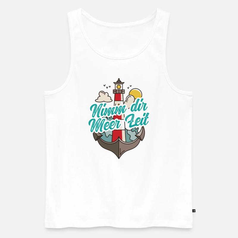 Nimm Dir Meer Zeit Nordsee Geschenk Leuchtturm - Männer Premium Bio Tank Top - Weiß