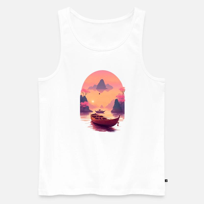 Sunset Serenade, Ninh Binh - Männer Premium Bio Tank Top - Weiß