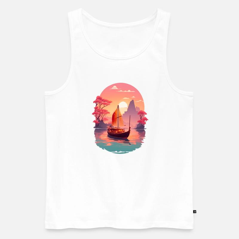 Sunset Serenade, Ninh Binh - Männer Premium Bio Tank Top - Weiß