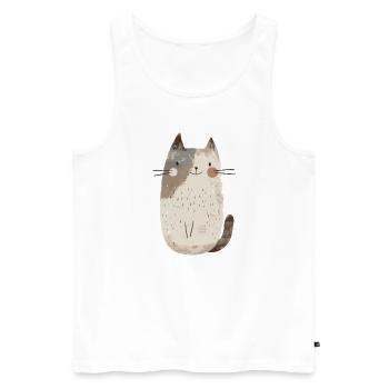 Niedliche skurrile Katzenillustration - Entzückendes Tier - Männer Premium Bio Tank Top - Weiß - Vorne - Michal (187cm)