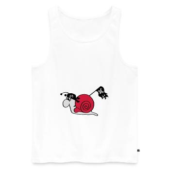 Piraten Schnecke mit Piraten Flagge Totenkopf - Männer Premium Bio Tank Top - Weiß - Vorne - Michal (187cm)