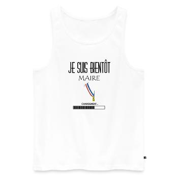 Je suis bientôt maire - Débardeur bio Premium Homme - blanc - Devant - Michal (187cm)