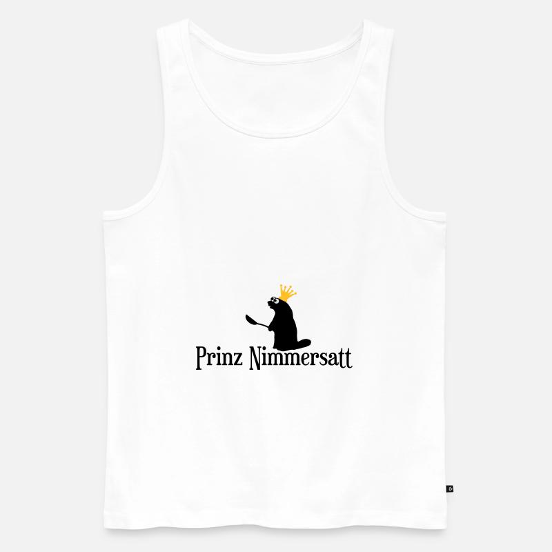 Prinz Nimmersatt mit Krone - Männer Premium Bio Tank Top - Weiß