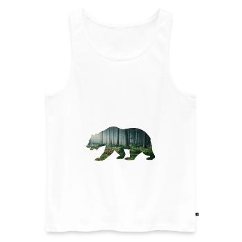 Bear Grizzly Bears Teddy Bear Forest Moonlight - Men's Premium Organic Tank Top - white - Front - AI Model Male 178 light (178cm)