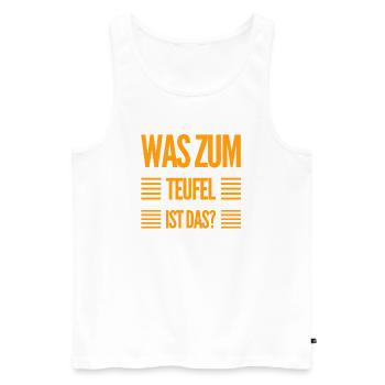 was ist das? - Männer Premium Bio Tank Top - Weiß - Vorne - AI Model Male 178 light (178cm)