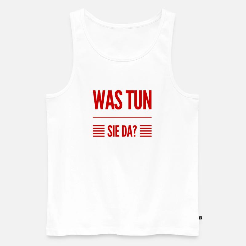 was tun sie da? - Männer Premium Bio Tank Top - Weiß