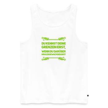 wachse über dich hinaus - Männer Premium Bio Tank Top - Weiß - Vorne - Michal (187cm)