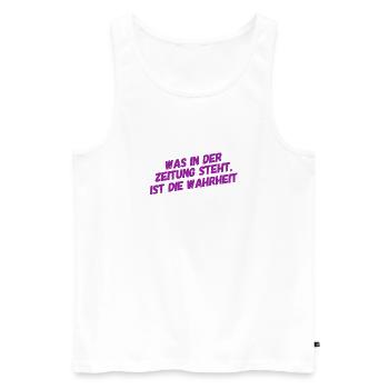der Zeitung kann man vertrauen - Männer Premium Bio Tank Top - Weiß - Vorne - AI Model Male 178 light (178cm)