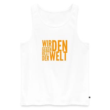 keiner hält uns auf - Männer Premium Bio Tank Top - Weiß - Vorne - AI Model Male 178 light (178cm)