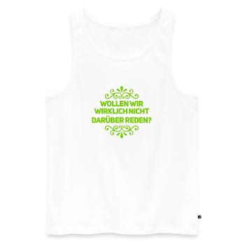 wer will reden? - Männer Premium Bio Tank Top - Weiß - Vorne - AI Model Male 178 light (178cm)