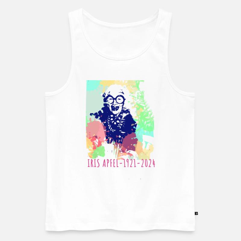 Illustration, bunt, Graffiti, Iris Apfel - Männer Premium Bio Tank Top - Weiß