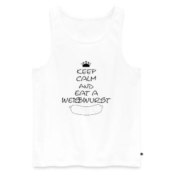 Keep Calm and eat a Weißwurst - Männer Premium Bio Tank Top - Weiß - Vorne - AI Model Male 178 light (178cm)