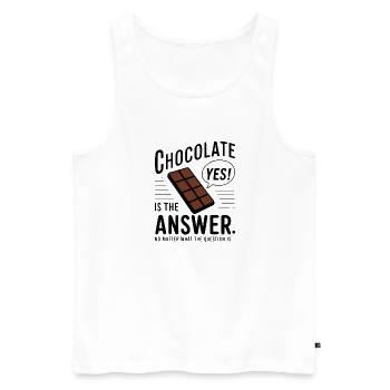 Le chocolat est la réponse. Peu importe la question - Débardeur bio Premium Homme - blanc - Devant - Michal (187cm)