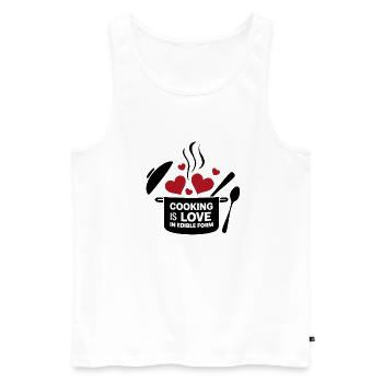 Kochen ist Liebe in essbarer Form. - Männer Premium Bio Tank Top - Weiß - Vorne - AI Model Male 178 light (178cm)