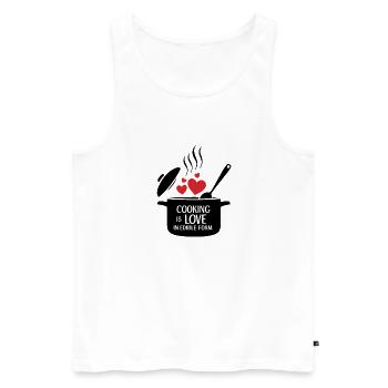 Kochen ist Liebe in essbarer Form. - Männer Premium Bio Tank Top - Weiß - Vorne - AI Model Male 178 light (178cm)