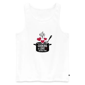 Kochen ist Liebe in essbarer Form. - Männer Premium Bio Tank Top - Weiß - Vorne - AI Model Male 178 light (178cm)