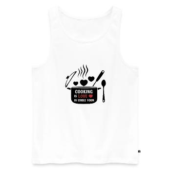 Kochen ist Liebe in essbarer Form. - Männer Premium Bio Tank Top - Weiß - Vorne - AI Model Male 178 light (178cm)