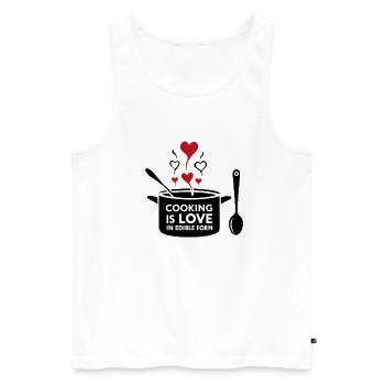 Kochen ist Liebe in essbarer Form. - Männer Premium Bio Tank Top - Weiß - Vorne - AI Model Male 178 light (178cm)