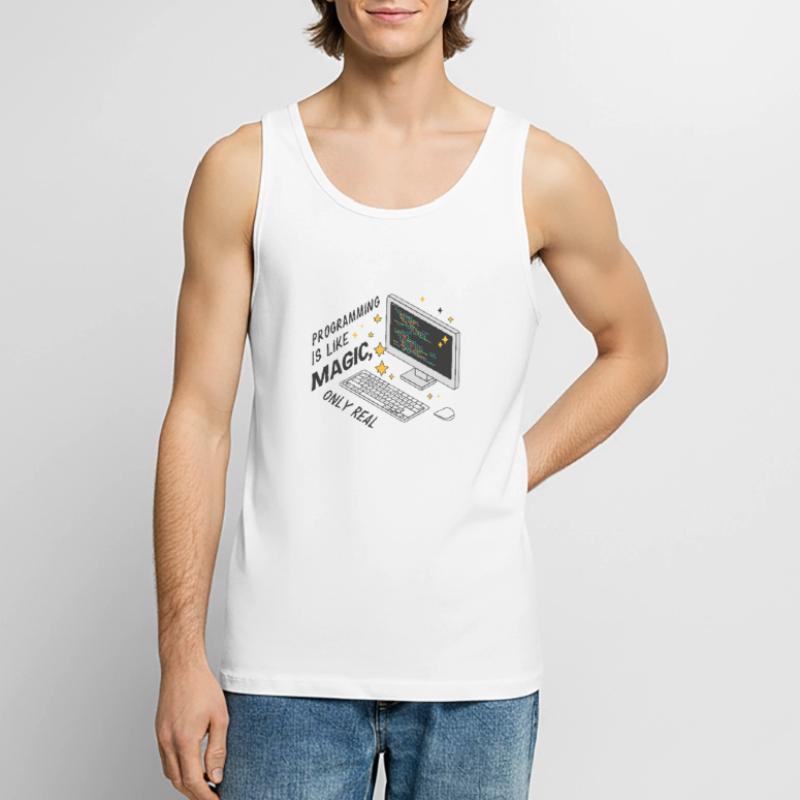 Programming is like magic, only real. Men's Premium Organic Tank Top