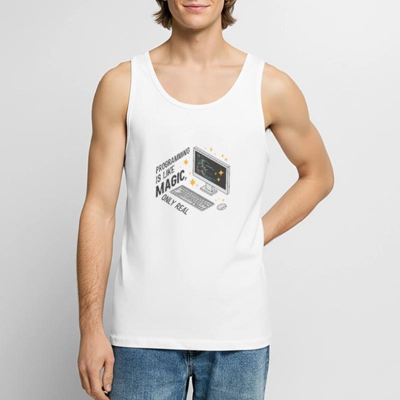 Programming is like magic, only real. Men's Premium Organic Tank Top