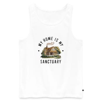 Ma maison est mon refuge. - Débardeur bio Premium Homme - blanc - Devant - AI Model Male 178 light (178cm)