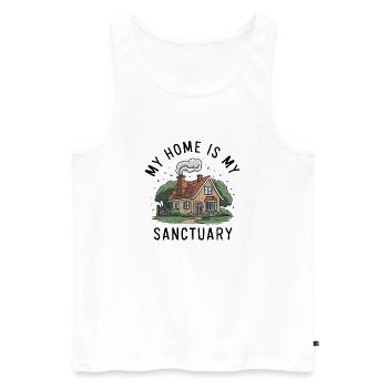 Ma maison est mon refuge. - Débardeur bio Premium Homme - blanc - Devant - AI Model Male 178 light (178cm)