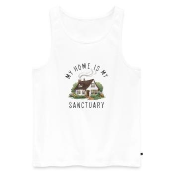 Ma maison est mon refuge. - Débardeur bio Premium Homme - blanc - Devant - AI Model Male 178 light (178cm)